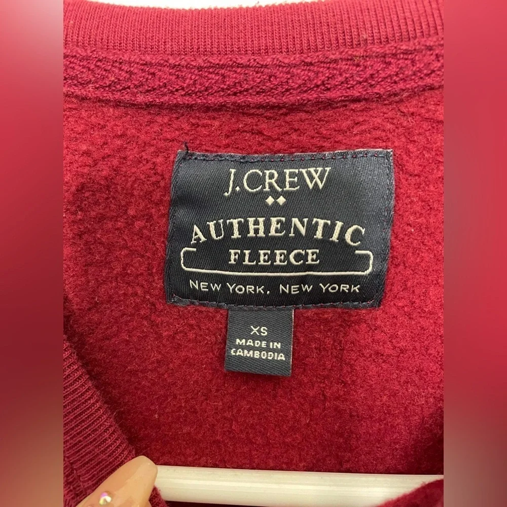 Red J.Crew crewneck, authentic fleece size extra small